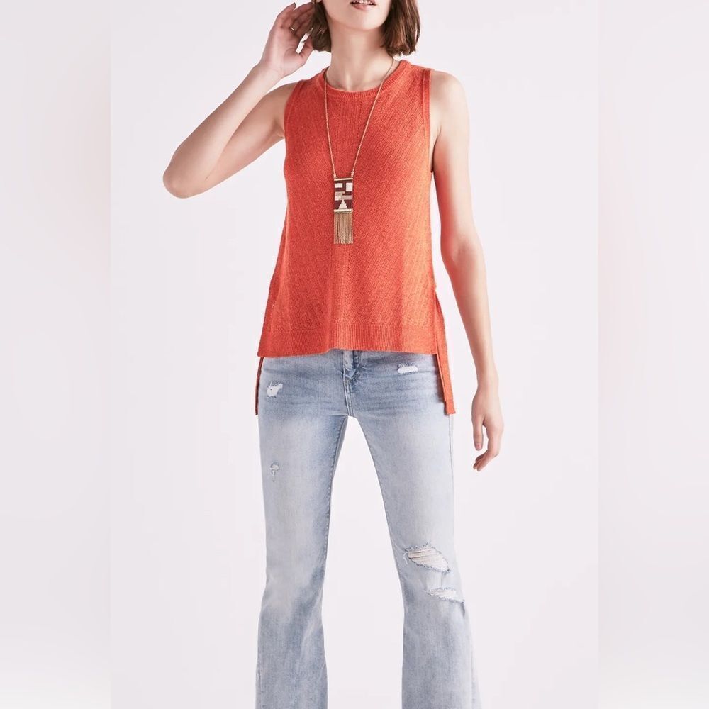 Lucky Brand Sleeveless Sweater Tank with Side Ties in Red Clay size Large